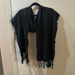 Black soft scarf, gently used, black acrylic fabric